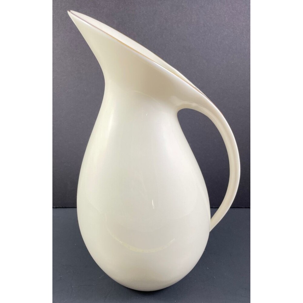 Lenox Ivory Modern Pitcher Gold Trim Off White 9.75” USA